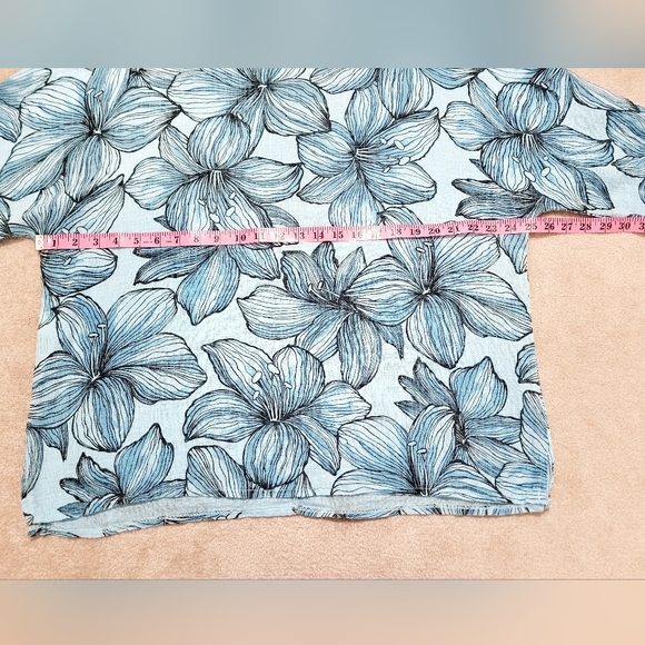 Made in Italy Womans Blue Tropical 100% Cotton Tunic Top Beach Cover-up One Size - Picture 7 of 11